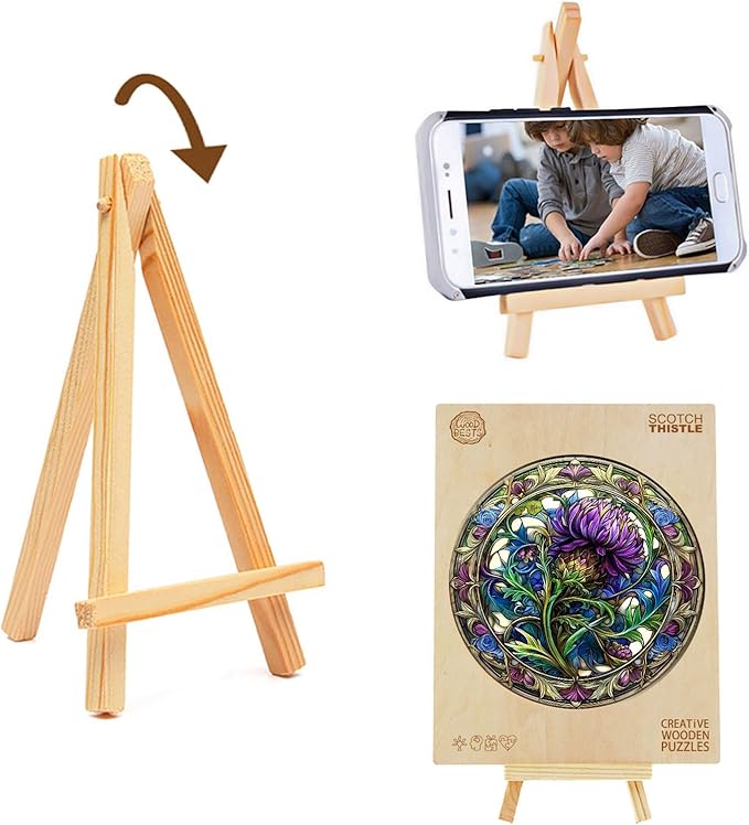 KAAYEE Wooden Jigsaw Puzzles-3D Visual Effect Scotch Thistle Wooden Puzzle Adult Unique Shape Wooden Puzzle Wooden Jigsaw Puzzle for Adult,Puzzle for Adults,Family Games (L-13.4 * 13.4in-300pcs)