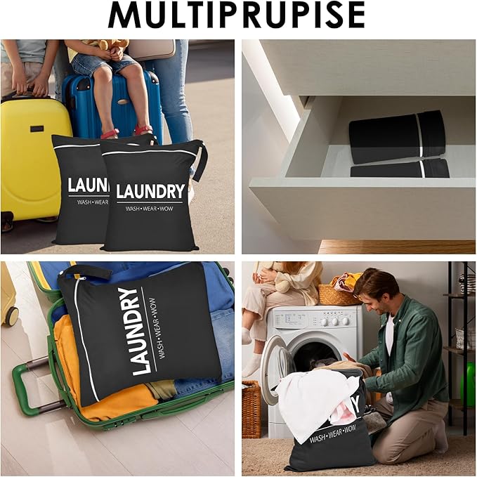 2 Pcs Large Travel Laundry Bag Waterproof Wet Dry Bag Washable Dirty Clothes Bag for Gym Clothes Laundry Wet Clothes Swimming Yoga