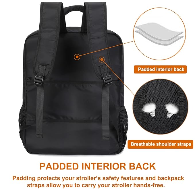 Mactso Stroller Travel Bag Compatible with GB Pockit and GB Pockit Air Plus All Terrain, Lightweight Stroller Travel Backpack for Airplane (Black, M)
