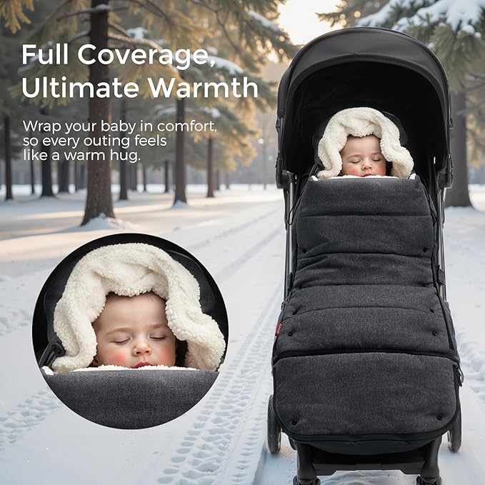 Momcozy Stroller Footmuff | Universal, Weather-Proof, Warm Stroller Bunting Bag | Extendable Winter Cover | Adjustable Buckle