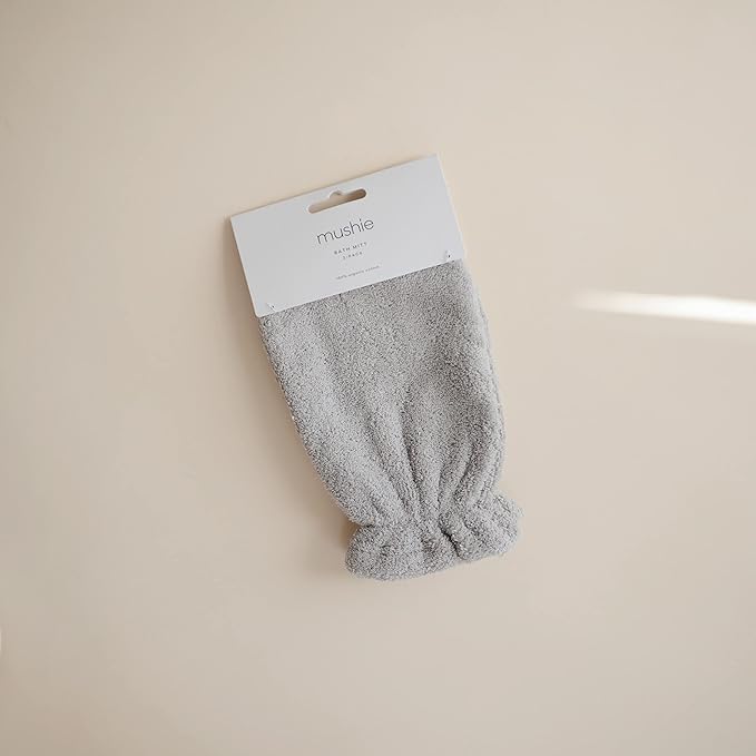 mushie Baby Bath Mitt | Organic Cotton | Pack of 2 (Gray)
