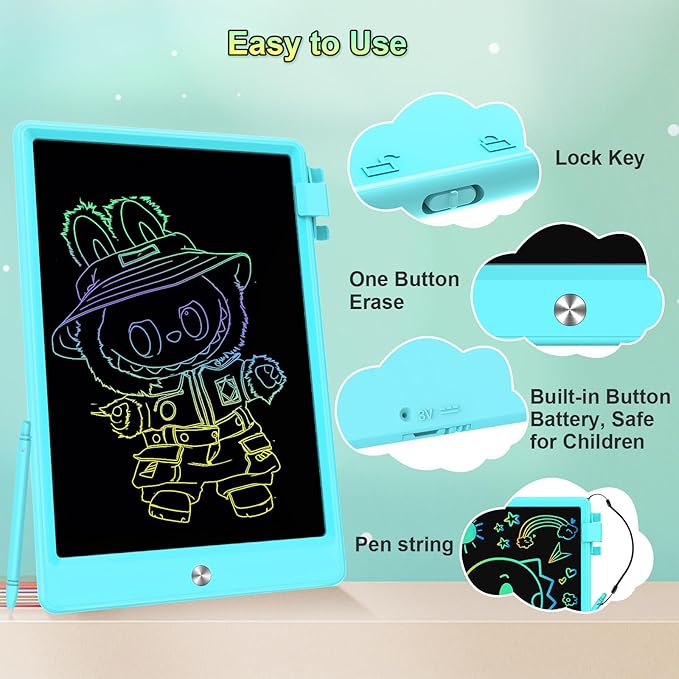 8.5 Inch LCD Writing Tablet for Kids, Colorful Toddler Doodle Board - Erasable Drawing Pad, Educational Learning Toy for Ages 3-8 - Valentine's Day Christmas Birthday Gifts (8.5 Inch, Blue)