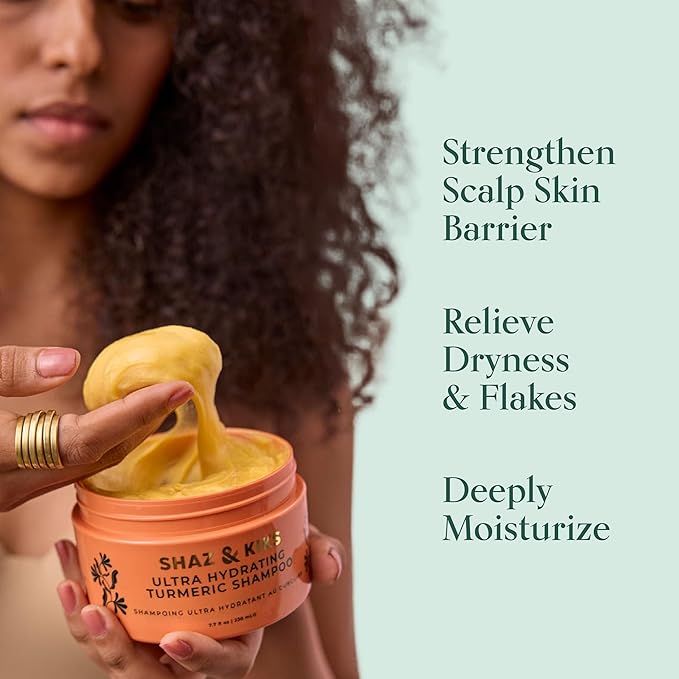 SHAZ & KIKS Ultra Hydrating Turmeric Shampoo | Sulfate-Free Shampoo for Dry, Itchy, Flaky Scalp | Deliver Deep Hydration with Turmeric & Kokum Butter