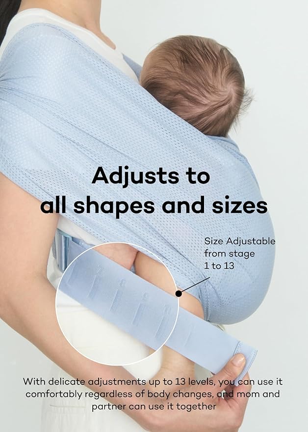 Konny Baby Carrier Flex SoftBreeze with Head Support - Adjustable, Easy to Wear Baby Wrap Sling, Perfect for Newborn Babies Essentials up to 44 lbs (XS-XL) - Mocha