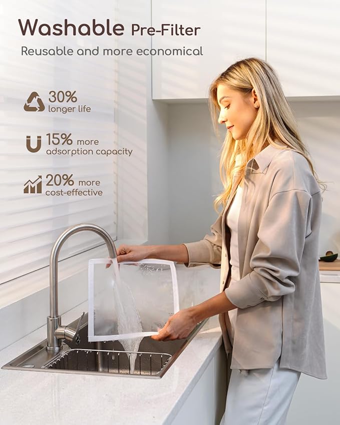 Afloia Air Purifier for Home Large Room Bedroom Up to 2000Ft² with PM2.5 Air Quality Monitor Smart Auto Mode, Washable Pre Filter Cleaner for Pet, Black