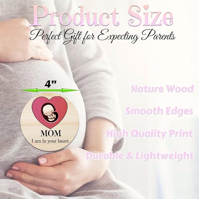 42 Designs Pregnancy Weekly Milestone Signs - Wooden Weekly Baby Bump Tracker Milestone Discs - Trimester Pregnancy Must Haves - Essential Gifts for Mommy to Be (Pregnancy Milestones Cards)