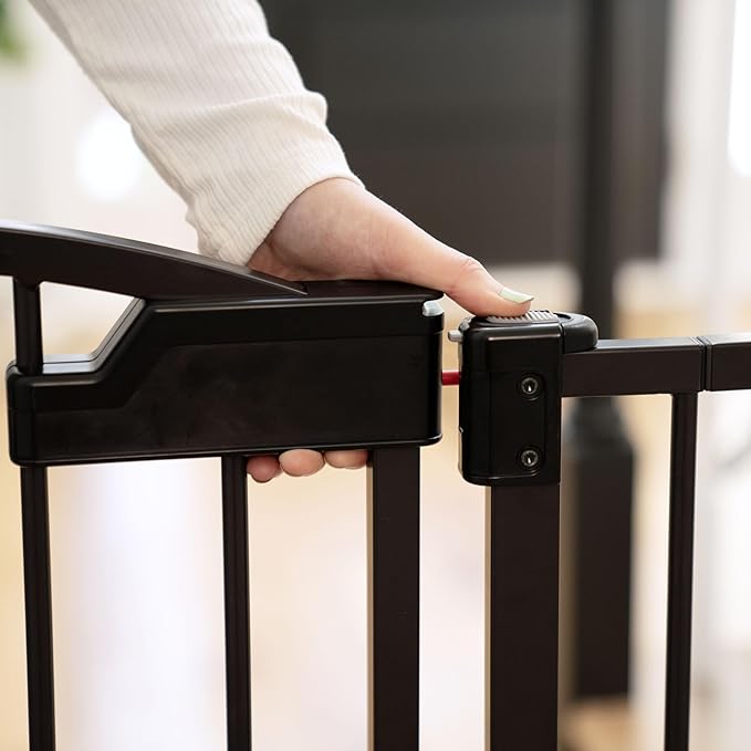 Ingenuity Easy Open Baby Gate & Dog Gate, Hands-Free Open Patent-Pending Foot Pedal, 27.5"-52" Wide, 28" Tall, Hardware or Pressure Mounted, Install in Doorway, Bottom of Stairs, or Wall - Espresso