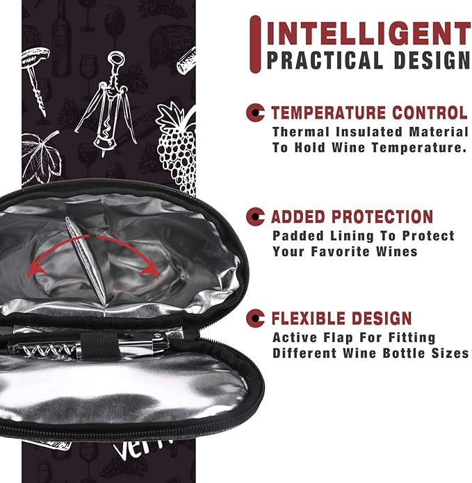 ALLCAMP 2 Bottle Wine Tote Carrier - Insulated Portable Padded Canvas Wine Bag for Travel, BYOB Restaurant, Wine Tasting, Party, Great Christmas Day Gift for Wine Lover，Gray