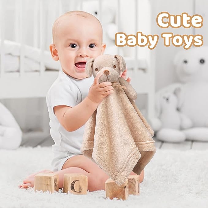Pro Goleem Dog Security Blanket Brown Soft Puppy Lovey for Boys and Girls Unisex Lovie Baby Gifts for Toddler and Infant Snuggle Toy Stuffed Animal 16 Inch