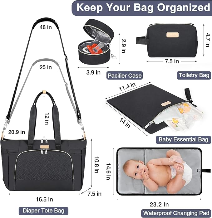 ITIEZY Diaper Bag Tote for Baby - Large Mommy Bag with Portable Changing Pad Pacifier Case, Hospital Bags Travel Baby Bag