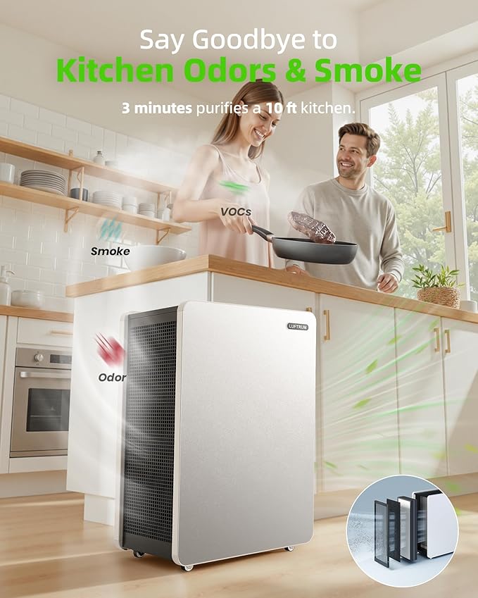 Air Purifier for Large Room: True HEPA Air Filter for Allergies Pets Asthma Smoke Air Cleaner - 3522 Sq Ft Coverage Removes 99.9% of Dust Pet Dander Mold Odors Pollen