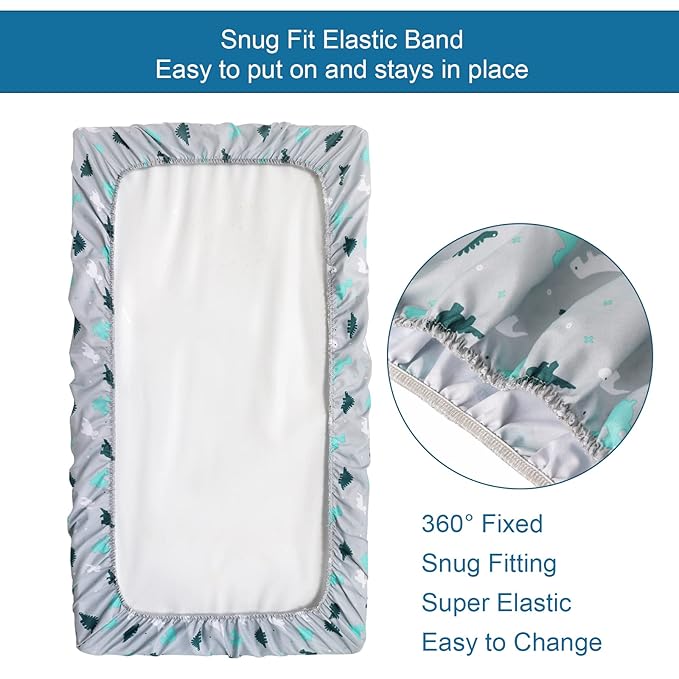 Graco Pack n Play Sheets Fitted 4-Pack | Mini Crib Sheets, Breathable Material, Grey