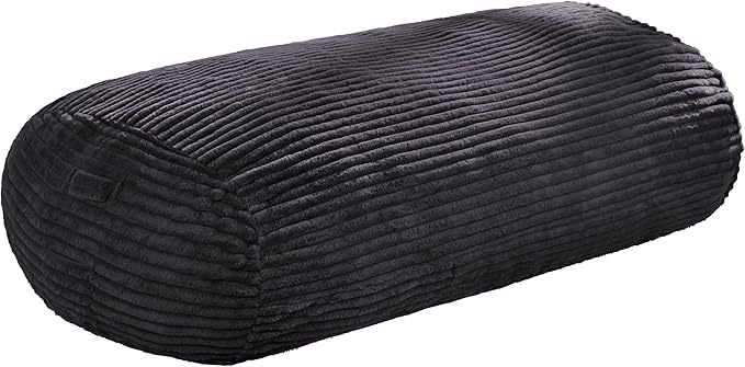 Hobestluk 6FT Bean Bag Chairs Adult Bean Bag with Portable Handle Comfy Large Bean Bag Lounge Chair with Removable Cover for Living Room Bedroom (Stripe Dark Grey, 6FT)