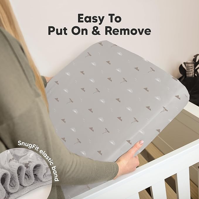 KeaBabies 2-Pack Organic Crib Sheets for Boys, Girls - 52x28 Fitted Crib Mattress Sheet Neutral, Breathable Jersey Cotton Cover for Baby Bed, Toddler Mattress, Soft & Cute Prints (Savannah)