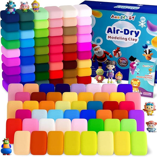 Air Dry Clay 102 Colors, Modeling Clay for Kids, Model Magic Clay, DIY Molding Clay Kit with Sculpting Tools, Soft and Non-Sticky, Arts and Crafts Gift for Boys Girls Kids