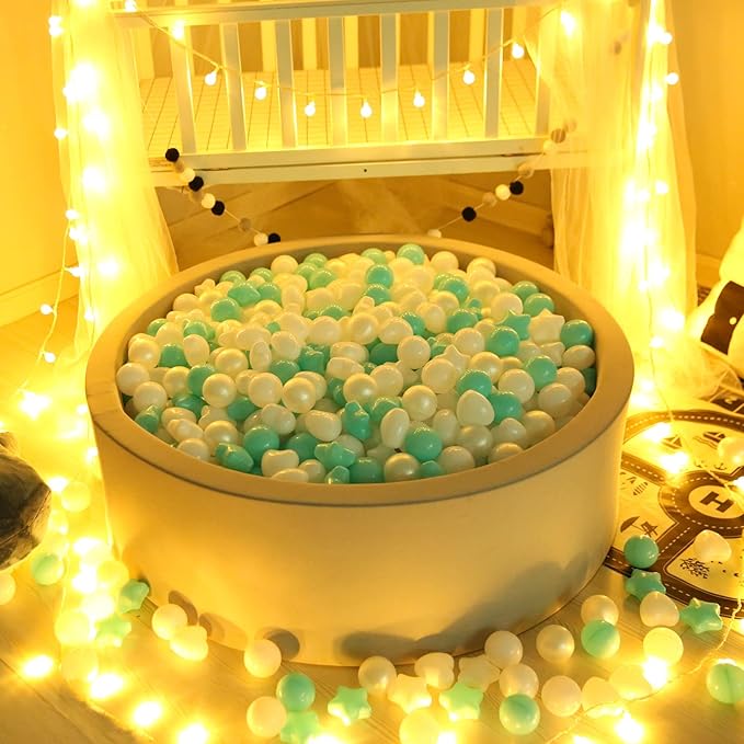 GOGOSO Ball Pit Balls Shapes for Kids - 100 Pieces Crush Proof Stress StarBalls BPA&Phthalate Free Non-Toxic Soft Plastic Ball for Baby Birthday Pool BallPit Accessories