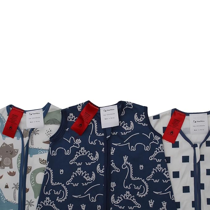 Yoofoss Baby Sleep Sack 0-6 Months Wearable Blanket 100% Organic Cotton 2-Way Zipper TOG 0.5 Toddler Sleeping Sack 3 Pack, Comfy Soft Lightweight (Small)