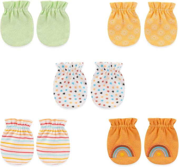5 Pairs Baby Not Scratch Mittens 0-6 Months New Born Boy Girl Gloves Cute Infant Accessories