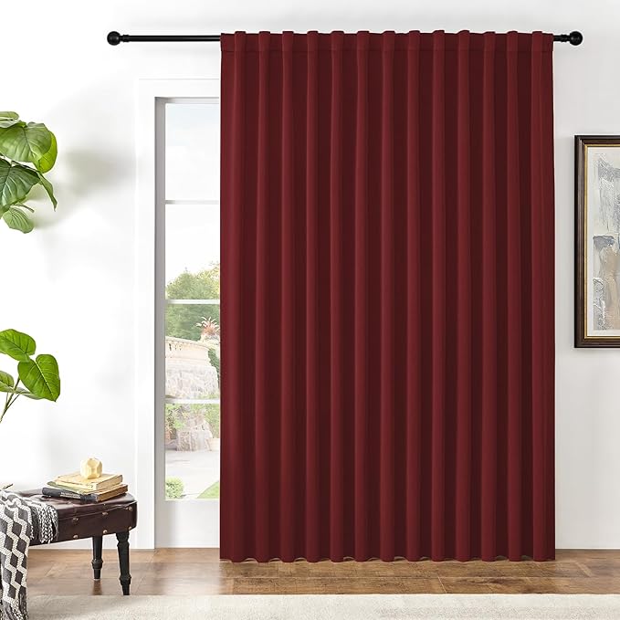 Joydeco Custom Blackout Curtains for Bedroom, 1 Panel Room Darkening Curtains & Drapes for Living Room Window Rod Pocket Back Tab (Custom Size,Burgundy Red)