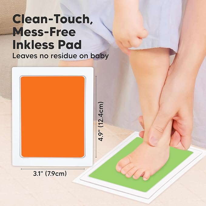 4-Pack Inkless Baby Hand and Footprint Kit - Mess Free Ink Pad for Newborn Keepsake, Dog Nose & Paw Print Kit, Clean Touch Ink Pad for Baby Hand & Footprints, Ideal New Mom Gifts (Candy, L)