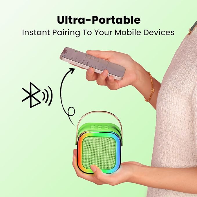 IROO Mini Karaoke Machine for Kids, 2025 TOP Toys Birthday Gifts Ideas for Girls Ages 4, 5, 6, 7, 8, 9, 10, 12+ Years Old, Portable MP3 Player with 2 Wireless Mics for Party