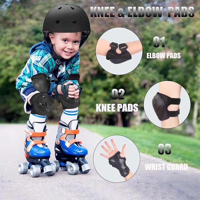 Kids Bike Helmet Set Adjustable Helmet for Ages 3-15 Kids Toddler Boys Girls Youth, Multi-Sport Bicycle Skateboarding Football Rollerskating Scooter Rollerblade Balance Bike Helmets