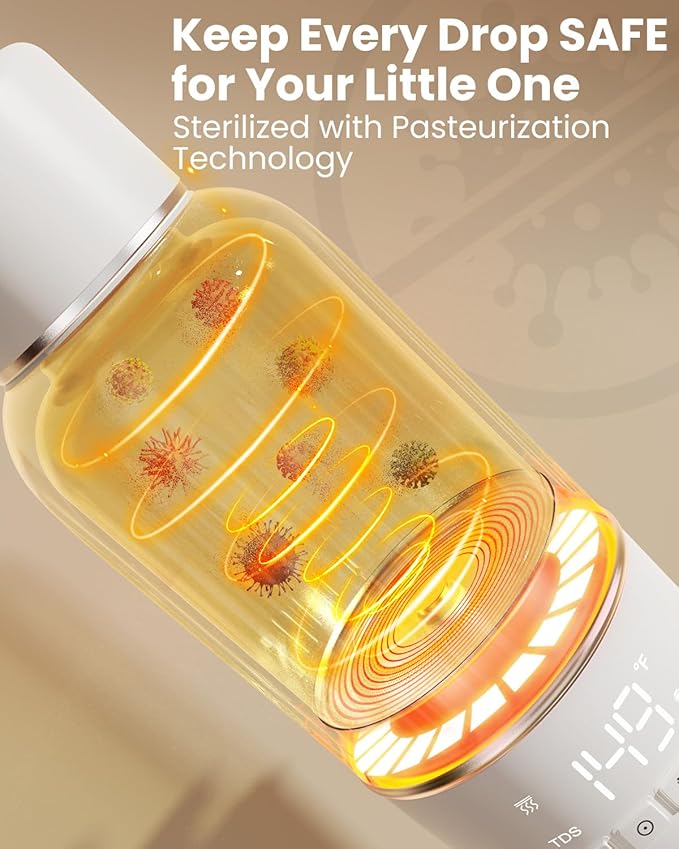 Portable Bottle Warmer for Travel, 2.5 Min Fast Heating for Breast Milk and Formula, Portable Milk Warmer with 10400mAh Long Battery, 17oz Large Capacity, Fast Charging Baby Bottle Warmer