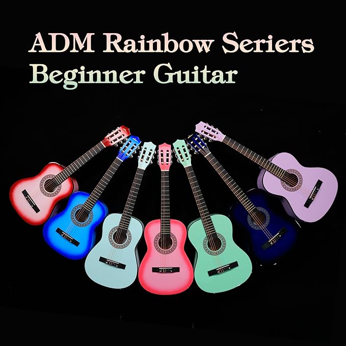 ADM Beginner Acoustic Classical Guitar 34 Inch Nylon Strings Wooden Guitar Bundle Kit for Kid Boy Girl Student Youth Guitarra Online Lessons with Gig Bag, Strap, Tuner, Strings, Picks, Blue