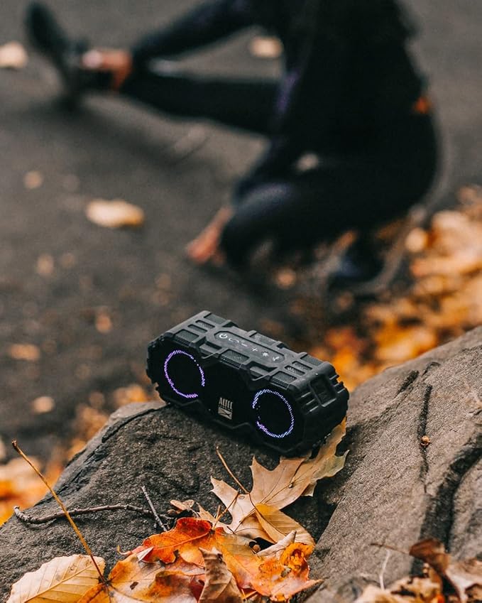 Altec Lansing LifeJacket Mini - Waterproof Bluetooth Speaker with Lights, Portable Wireless Speaker for Pool, Beach, Hiking, Sports, Camping, 16 Hour Playtime, Floats in Water