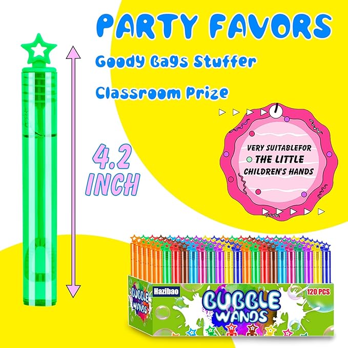 120 Pack 10 Colors Bulk Bubble Wands,Party Favors Bubbles Wand for Kids,Perfect for Wedding,Summer Outdoor Toys,Goody Bags Stuffer Bubbles,Carnival Prize,Birthday