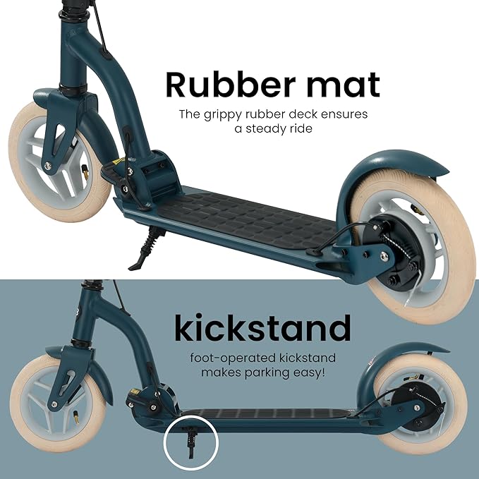 Aero Big Wheels Kick Scooter for Kids 6+, Teens & Adults | Light Up Wheels, Hand Brake, Rubber Deck Mat & Shock Absorption | Foldable & Height Adjustable