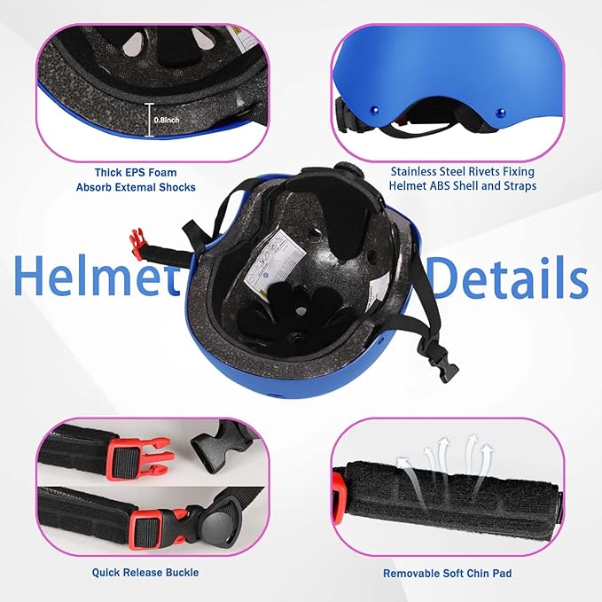 Kids Bike Helmet Set Adjustable Helmet for Ages 3-15 Kids Toddler Boys Girls Youth, Multi-Sport Bicycle Skateboarding Football Rollerskating Scooter Rollerblade Balance Bike Helmets