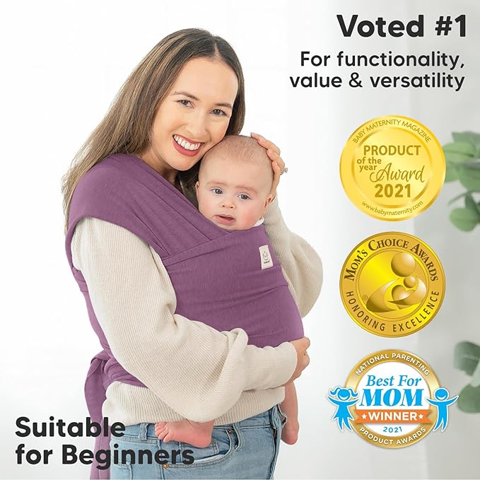 KeaBabies Baby Wrap Carrier - All in 1 Original Baby Carrier Newborn to Toddler Sling, Easy to Wear, Hands Free Bonding, Lightweight, Breathable Infant Wraps (Dark Mauve)