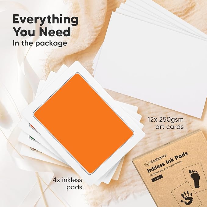 4-Pack Inkless Baby Hand and Footprint Kit - Mess Free Ink Pad for Newborn Keepsake, Dog Nose & Paw Print Kit, Clean Touch Ink Pad for Baby Hand & Footprints, Ideal New Mom Gifts (Autumn, L)