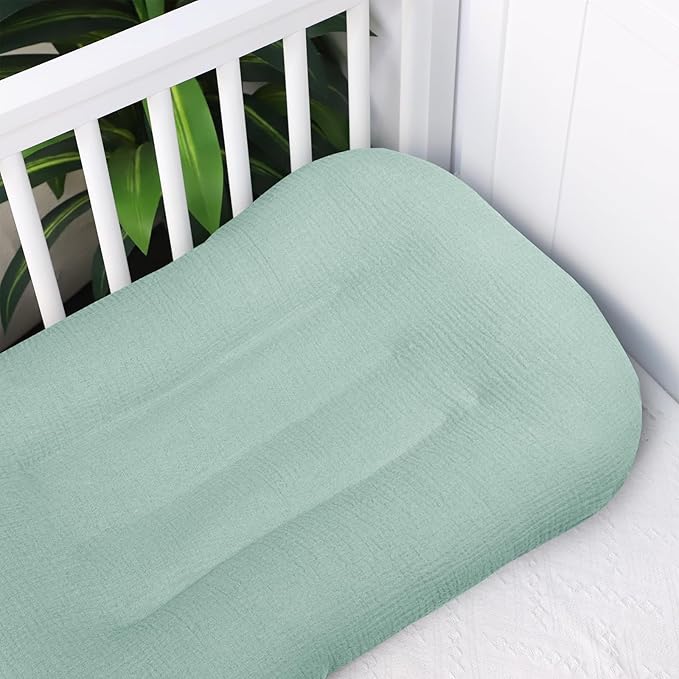 Hooyax Muslin Baby Lounger Cover, 100% Cotton Durable Newborn Lounger Cover, Soft and Breathable Infant Lounger Cover for Boys Girls, Covers Only (Blue-Green)