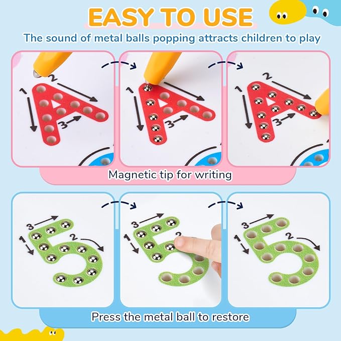 JoyCat Magnetic Letter and Number Tracing Board Set, Double Sided Alphabet & Numbers Board for Toddlers, ABC Uppercase & Lowercase Practice, Math Learning, Preschool Educational Gift Toys for Kids