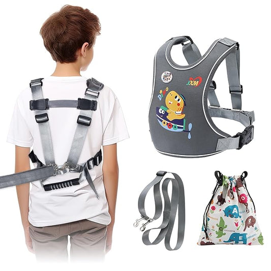 2025 New Safety Walking Harness for Big Kids (6-12yrs) with Autism Special Needs ADHD, Anti-Elopement Vest Harness with Grab Handle and Light Reflector, Adjustable Leash for Autistic, Active Child
