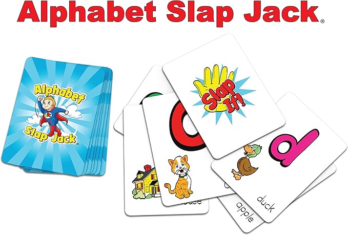 Alphabet Slap Jack® | Play 4 Alphabet Games Including Alphabet Go Fish, Slapjack, ABC Letter Matching or Flash Cards | Learn Upper & Lowercase Letters and Sounds | Build CVC Words | PreK to 1st Grade