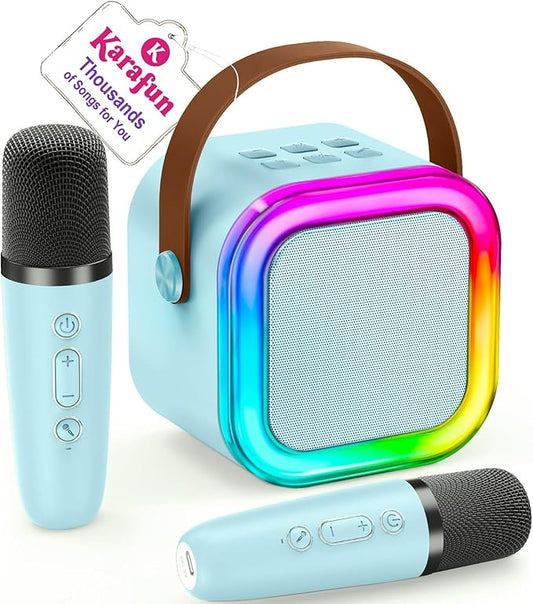 IROO Mini Karaoke Machine for Kids, 2025 TOP Toys Birthday Gifts Ideas for Girls Ages 4, 5, 6, 7, 8, 9, 10, 12+ Years Old, Portable MP3 Player with 2 Wireless Mics for Party