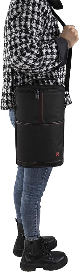 ALLCAMP 2 Bottle Wine Tote Carrier - Insulated Portable Padded Canvas Wine Bag for Travel, BYOB Restaurant, Wine Tasting, Party, Great Christmas Day Gift for Wine Lover，Black