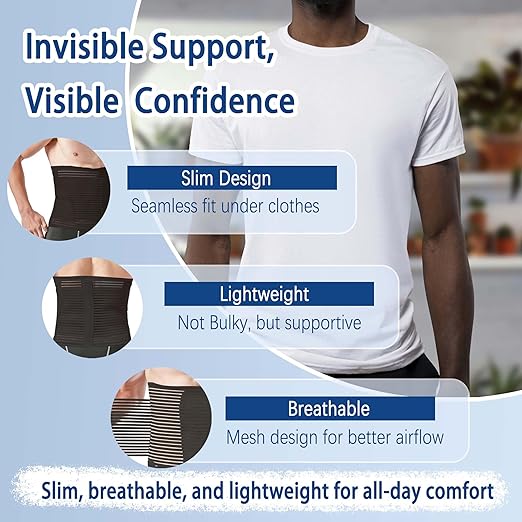 Abdominal Binder for Post Surgery & Postpartum Recovery, Abdomen Hernia Support Belt for Women & Men (Black, X-Large)