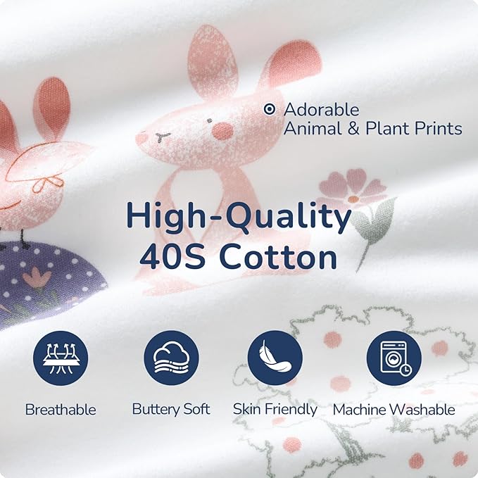 Baby Sleep Sack 18-24 Months, Cotton Detachable Long Sleeve Sleep Sack, 1.0 Tog Toddler Sleeping Sack with Temperature Strips, 2-Way Zipper Wearable Blankets for Newborns, Bunny