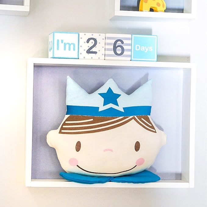 I'm Solid Wood Monthly Weekly Yearly Milestone Age Blocks, Newborn Gifts & Keepsakes for Picture Props (4 Pcs/Blue)