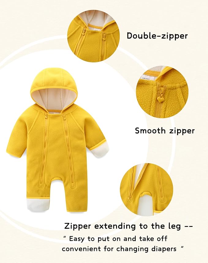 Newborn Baby Fleece Jumpsuit Girls Boys Winter Hooded Coverall Romper Cute Baby Snowsuit Clothes