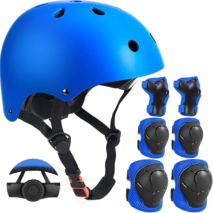 Adjustable Kids Helmet with Knee Pad, Elbow Pads & Wrist Guards - Toddler Bike Helmets for Ages 3-5, 5-8, 8-14 Years - Perfect for Skating, Biking, Cycling, and Skateboard - for Boys and Girls