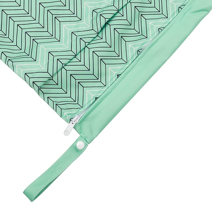 ALVABABY 2pcs Cloth Diaper Wet Dry Bags Waterproof Reusable with Two Zippered Pockets Travel Beach Pool Daycare Soiled Baby Items Yoga Gym Bag for Swimsuits or Wet Clothes LX-AMD0912