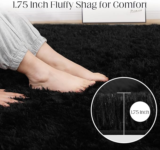 3x5 Black Rug, Area Rugs for Living Room, Soft Plush Area Rugs for Bedroom, Non-Slip Indoor Carpet for Nursery, Study Room, Playroom, Home Decor