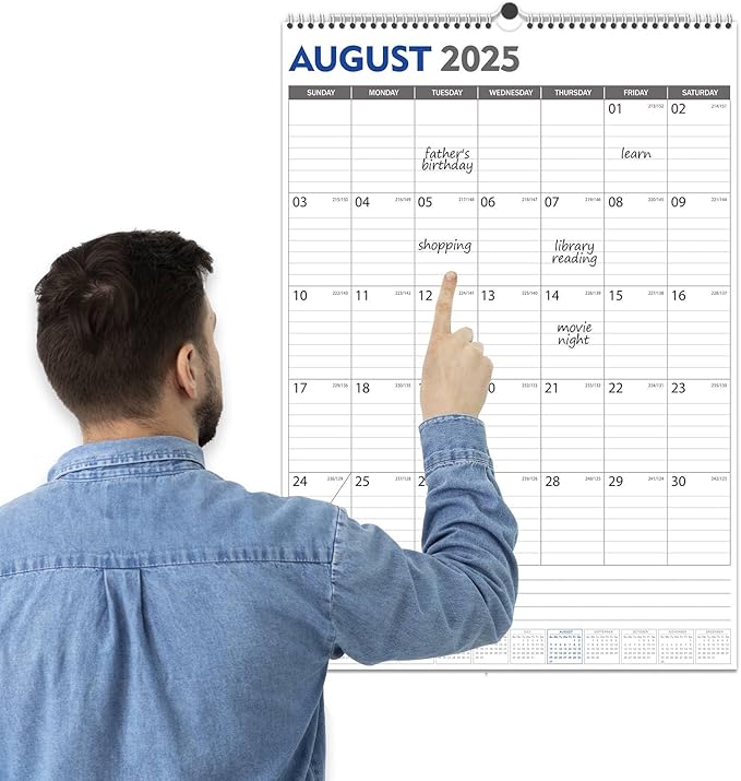 GuassLee Large Wall Calendar 2025-2026, 22"x15" Vertical Wall Calendar 2025, Jun. 2025 to Dec. 2026, 19-Month Paper Hanging Planner Wall with Julian Date for Office Home Planning & Organizing