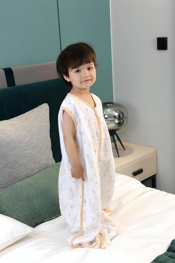 Baby Sleep Sack 2-4 T Baby Wearable Blanket 100% Organic Cotton 0.5 TOG Toddler Sleep Sacks 2- Way Zipper Soft 4 Layers 2T 3T 4T Goose