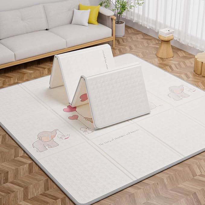 79x71 Baby Play Mat Foldable, Extra Large Foam Play Mat Tummy Time and Crawling Mat, Waterproof & Anti-Slip Reversible Portable Baby Floor Mat for Infant, Toddler